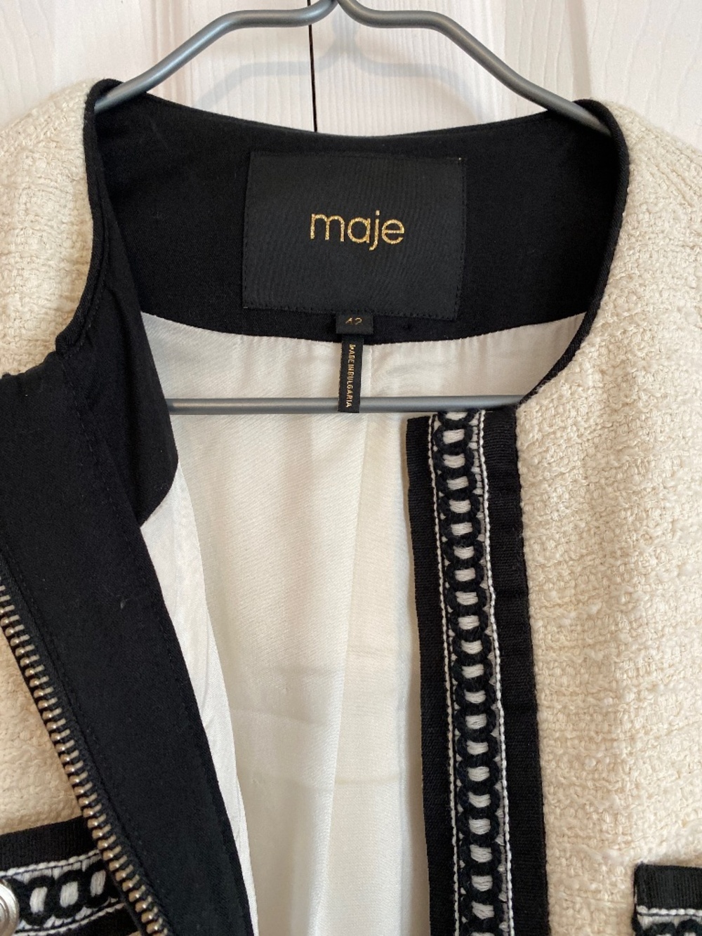 Lady jacket Maje Cream with black trim